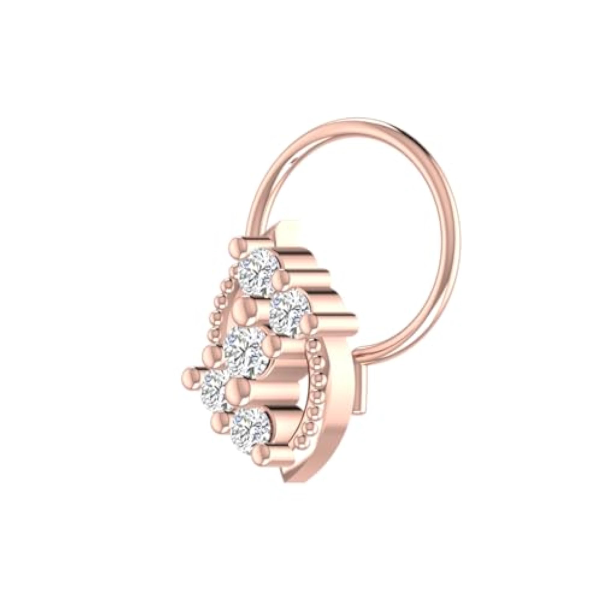 Women's 14Kt Rose Gold Stud Nose Ring, Elegant